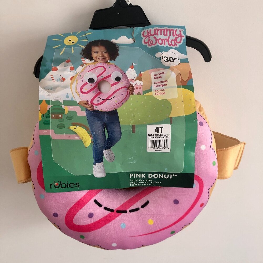 NWT Pink Donut Costume Toddler Kids Size 4T Rubies Yummy World Sweet Dress Up